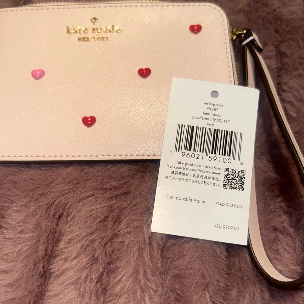 Kate Spade Cream Wristlet with Heart Accents - Picture 4 of 5